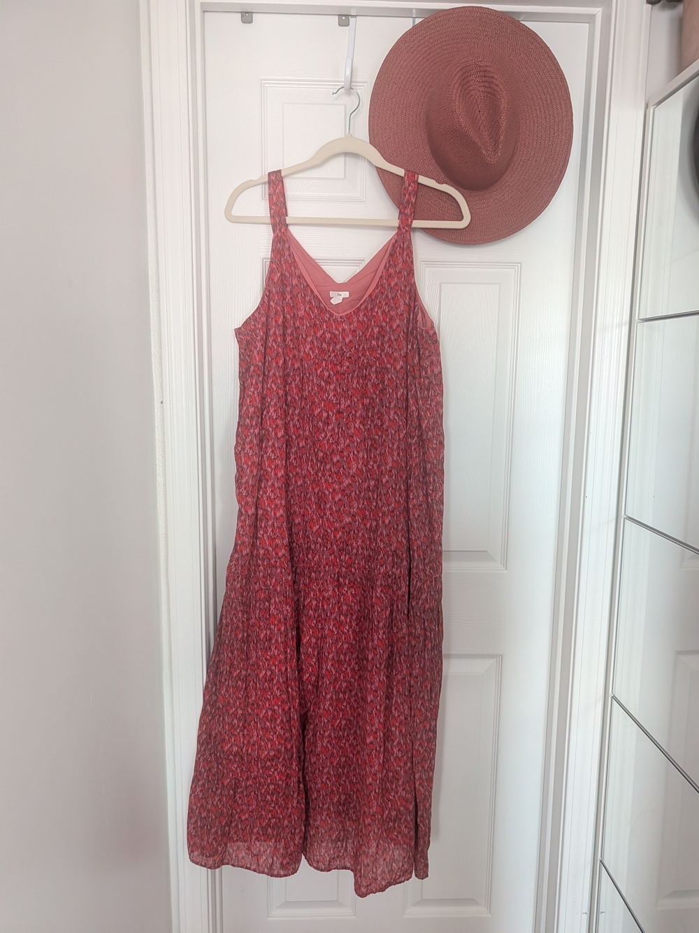 Joie Red Printed Maxi Dress with Wide Straps